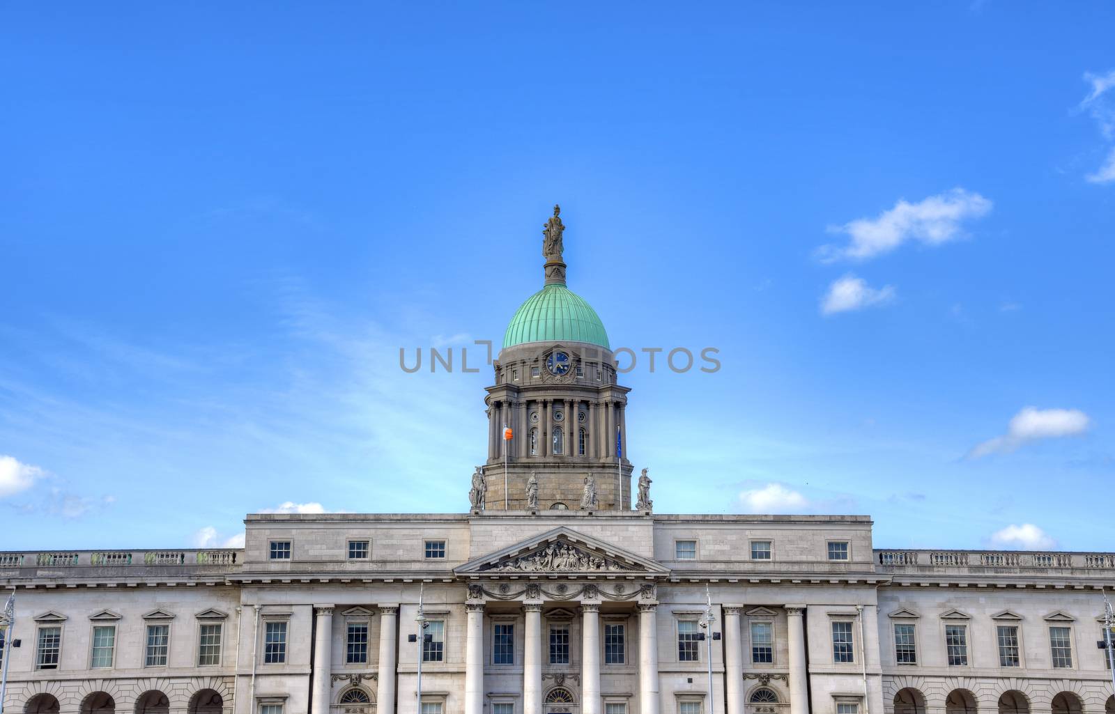 The Custom House across the River Liffey in Dublin, Ireland. 