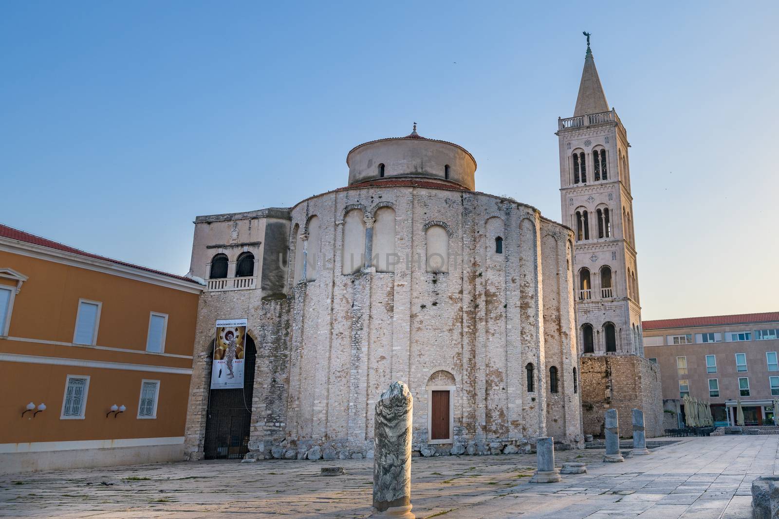 Zadar, Croatia - July 3 2018: Empty streets early in the morning are an unusual sight in high tourist season, but it offers a unique experience of the city and it's attractions