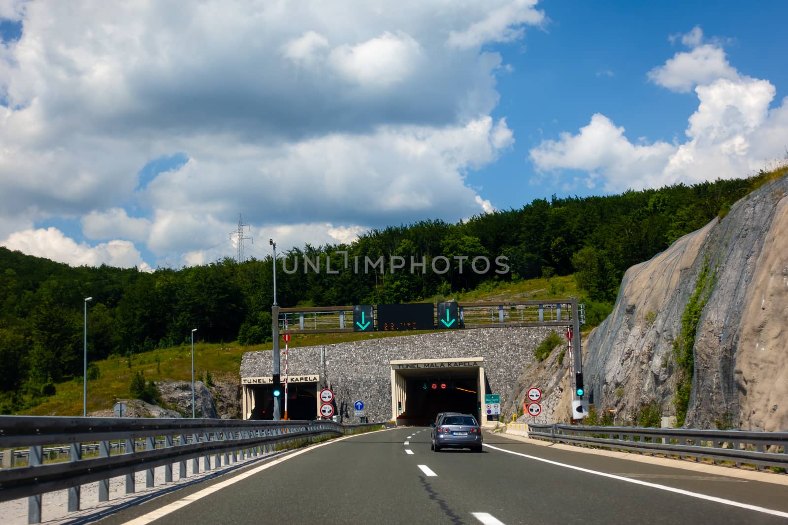 Highway in Croatia with mountains in the background