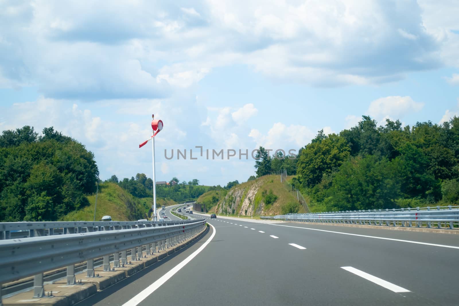 Highway in Croatia with mountains in the background