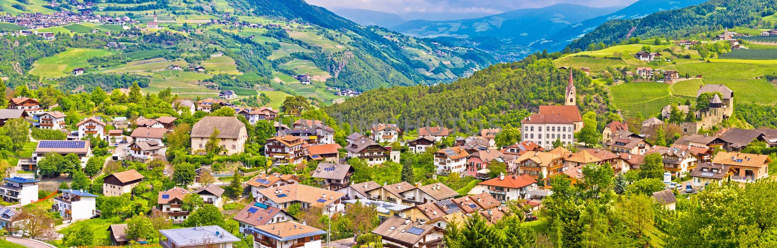 Idyllic alpine village of Gudon architecture and landscape panor by xbrchx