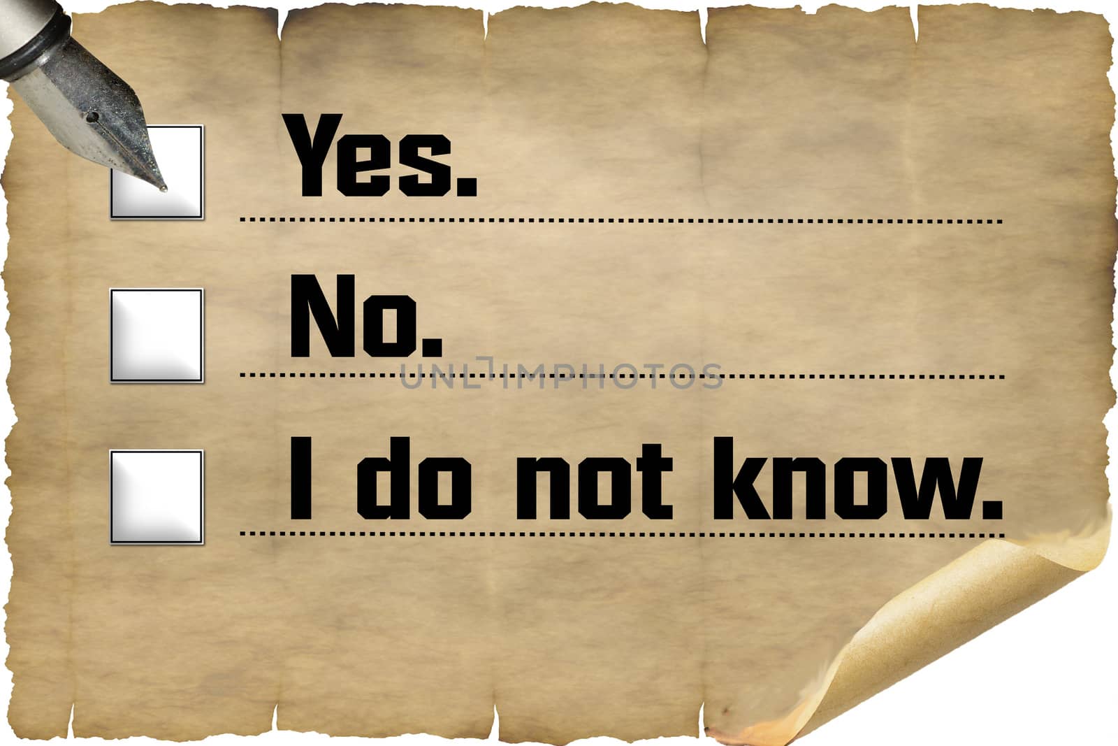  Ballot with inscription in English "Yes, No, I do not know" by JFsPic