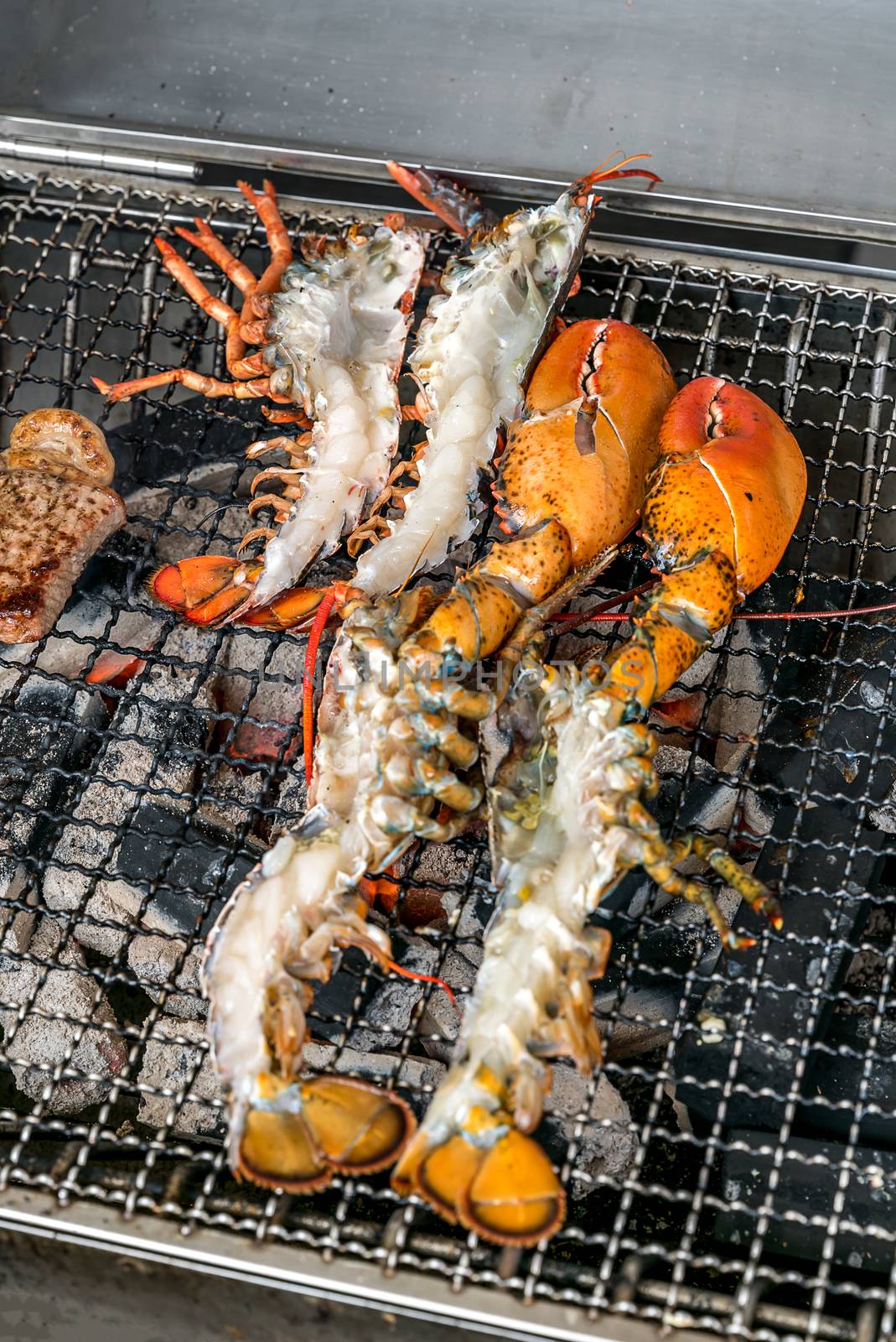 Lobster on the charcoal grill