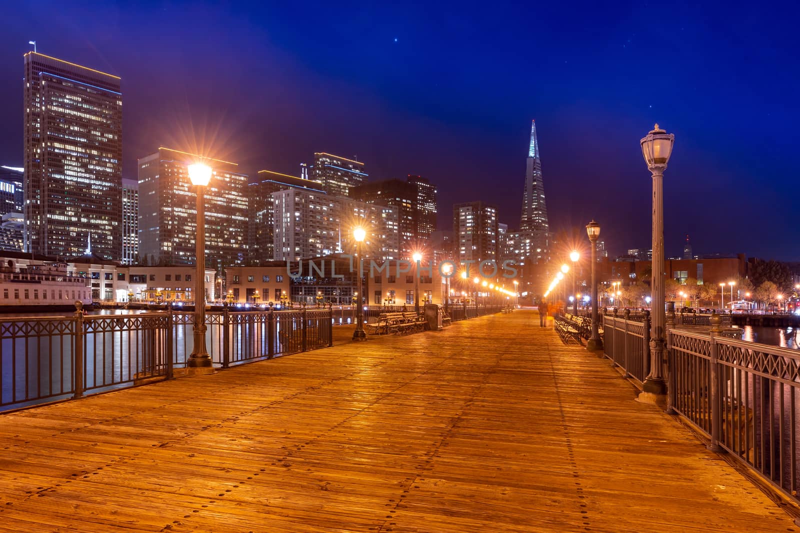 San Francisco downtown skyline at dusk from china townl in San Francisco, California, USA.