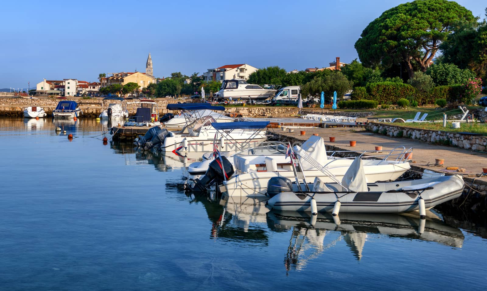 Turanj village harbor and waterfront view, Dalmatia, Croatia by asafaric