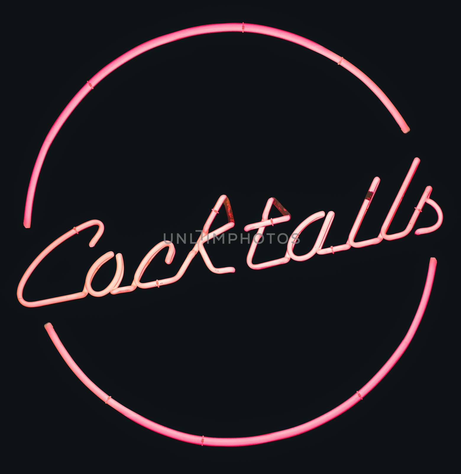 Retro Pink Neon Cocktails Sign by mrdoomits