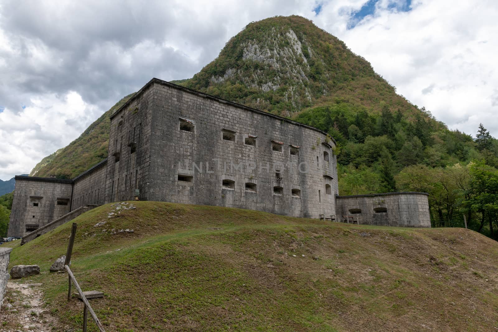 Fortress Kluze - Flitscher Klause near Bovec, Slovenia, built in 1881 and protecting a mountain pass in Alps by asafaric