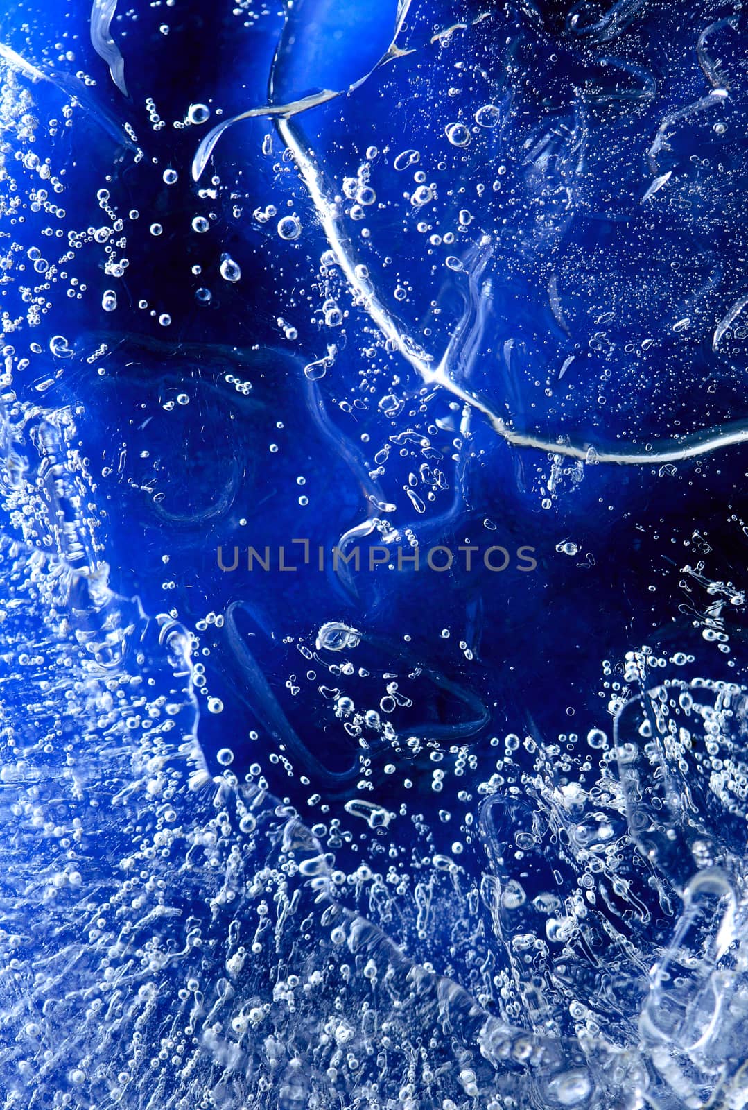 Nice blue background made from water under ice
