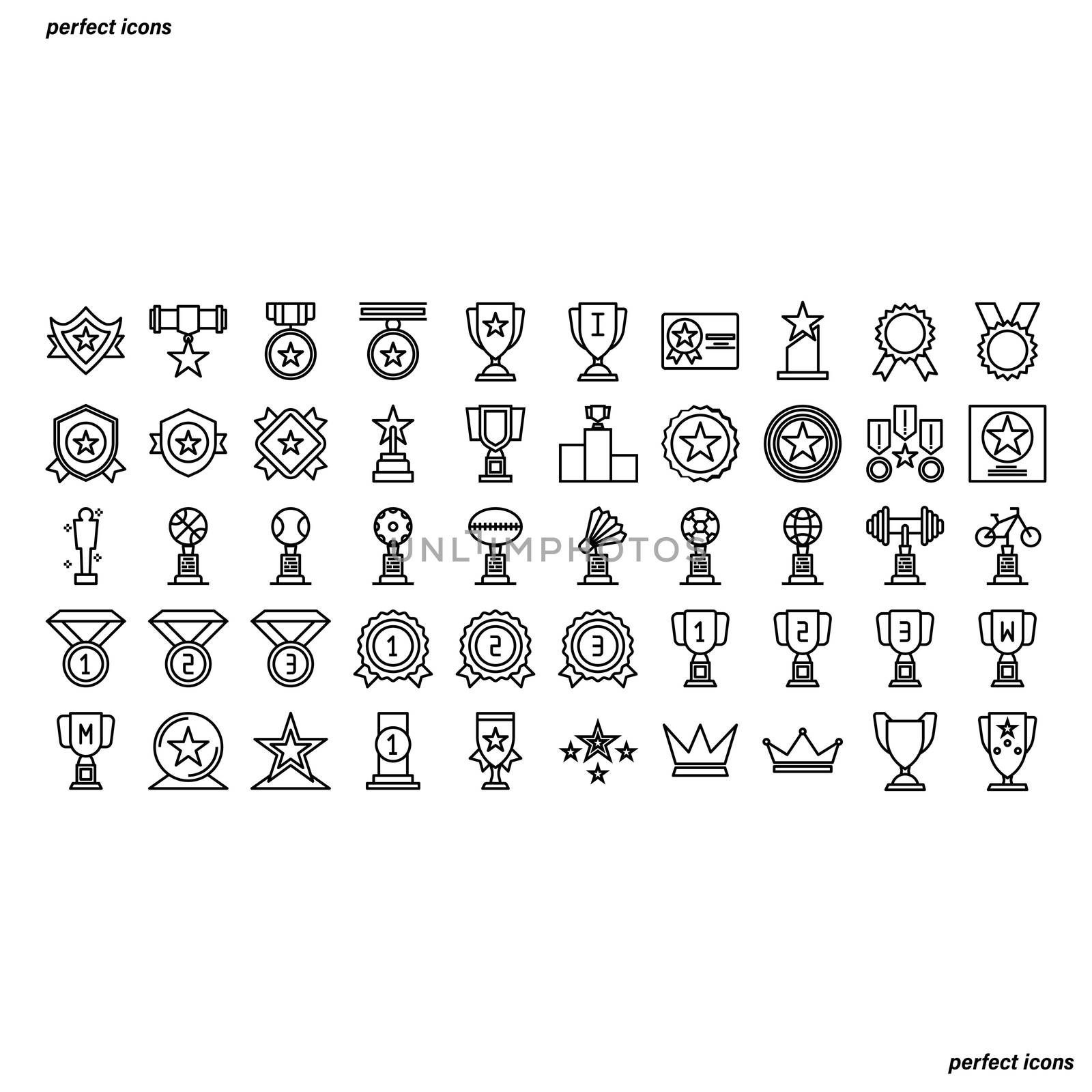 Award Outline Icons perfect pixel. Use for website, template,package, platform. Concept business object design.