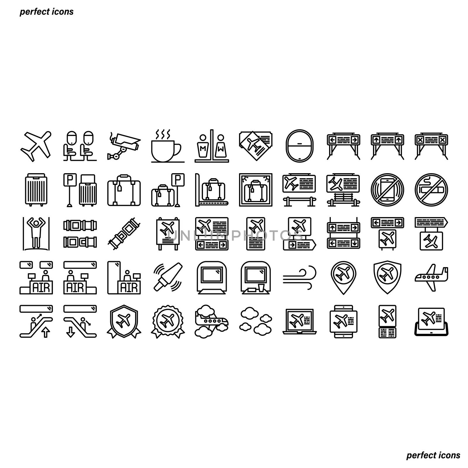 Airport Outline Icons perfect pixel. by phatpc