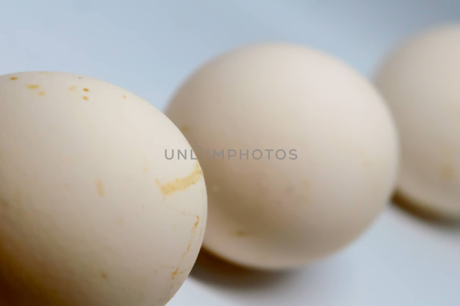 Three eggs isolated over a white background.