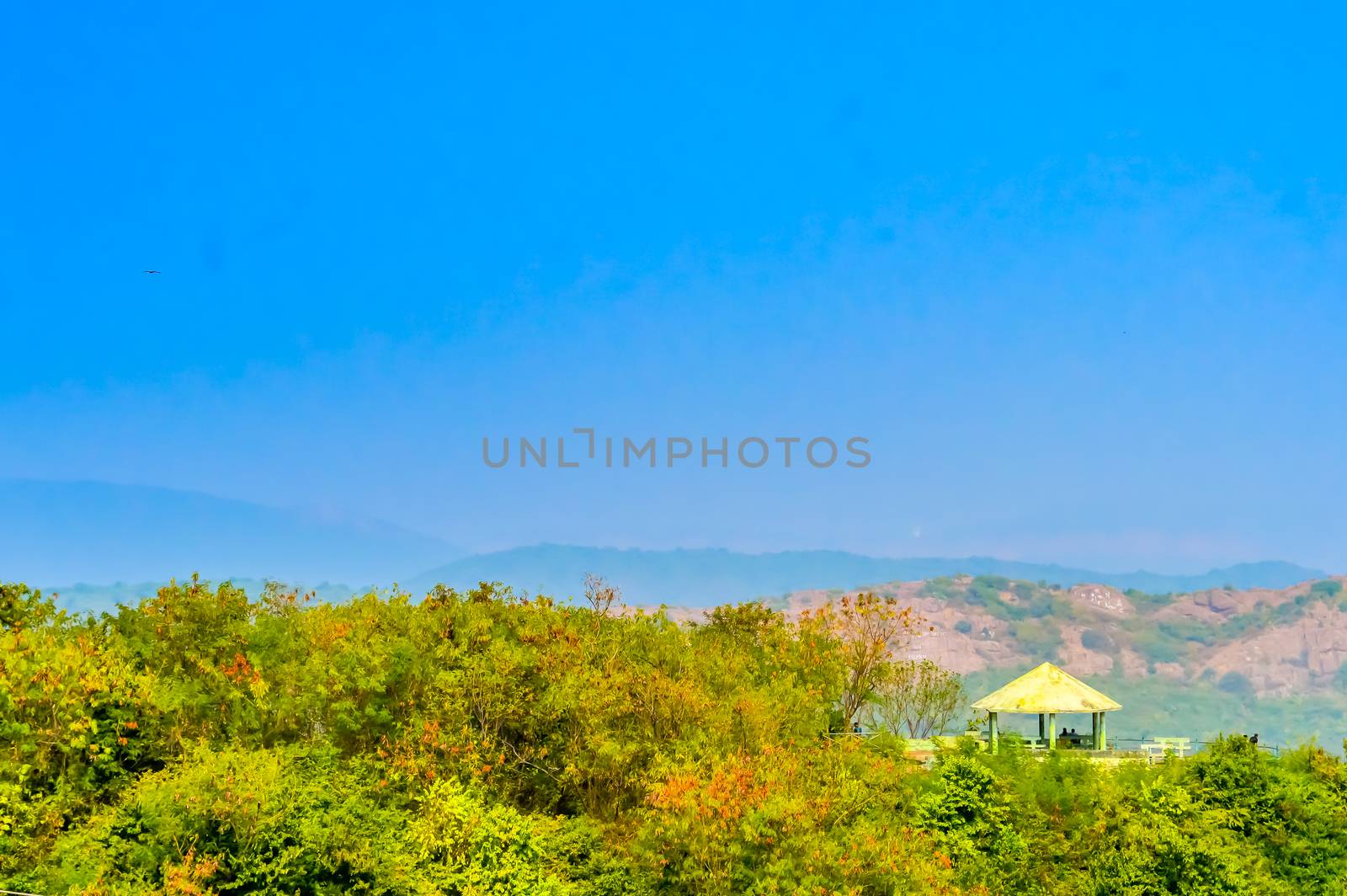 Sunset point in hill View from top at daytime sunny day landscape style Use background wallpaper screen saver e-cards website Nature Travel Vacation Holiday Concept Snap in christmas new year.
