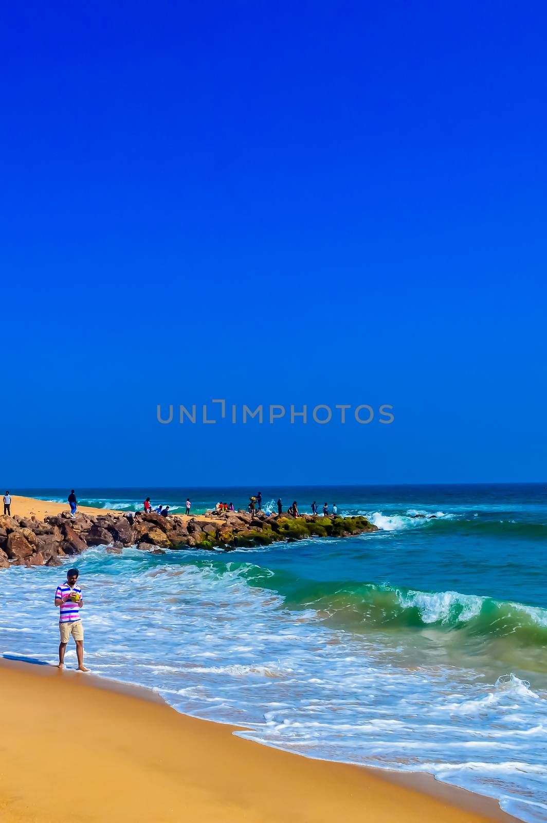 Goa Sea Beach view in clear bright sunny day from a far distance during daytime in clear sky by sudiptabhowmick