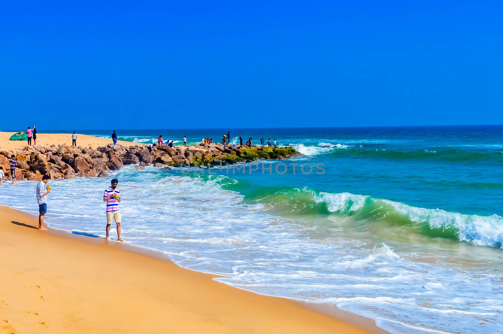 Photograph of Goa Sea Beach taken in Christmas Holiday during New Year celebration in landscape style Useful for background screen saver e-cards website banner usage Travel landscape new year Concept