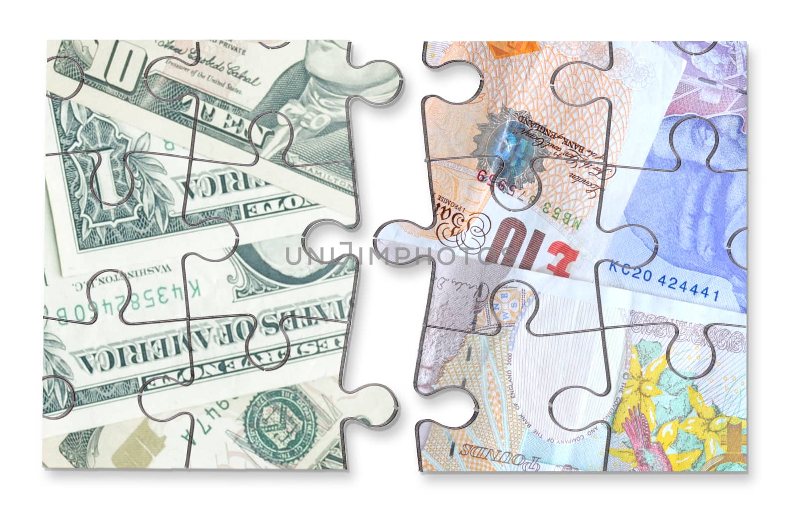 Dollar pound currency jigsaw  by unikpix