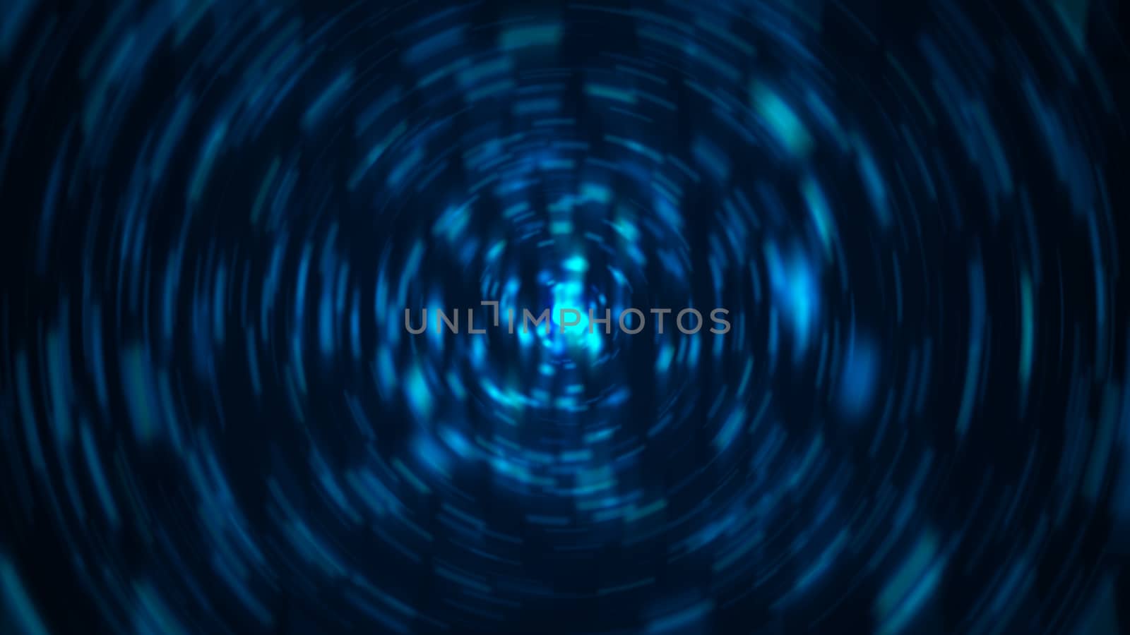 Abstract radial blue background. Blur shiny. 3D rendering