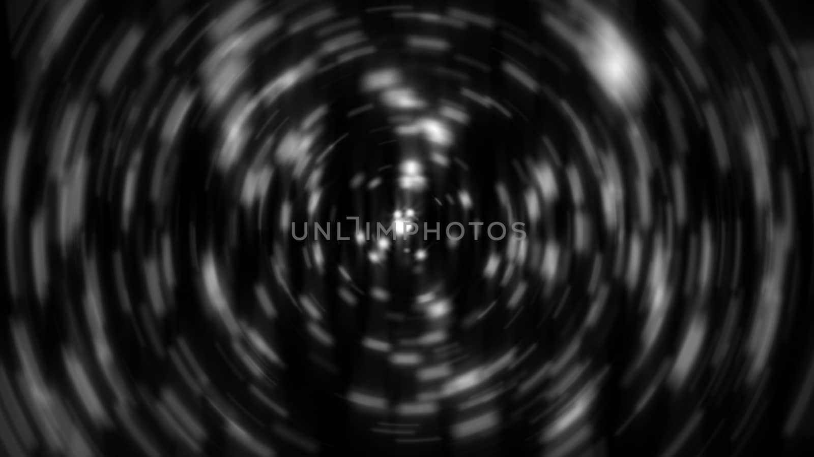 Abstract radial gray particles. Shiny light. 3D rendering