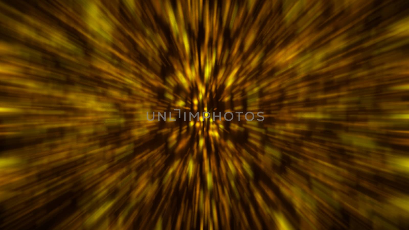 Abstract gold blur background. Zoom bacdrop. 3D rendering