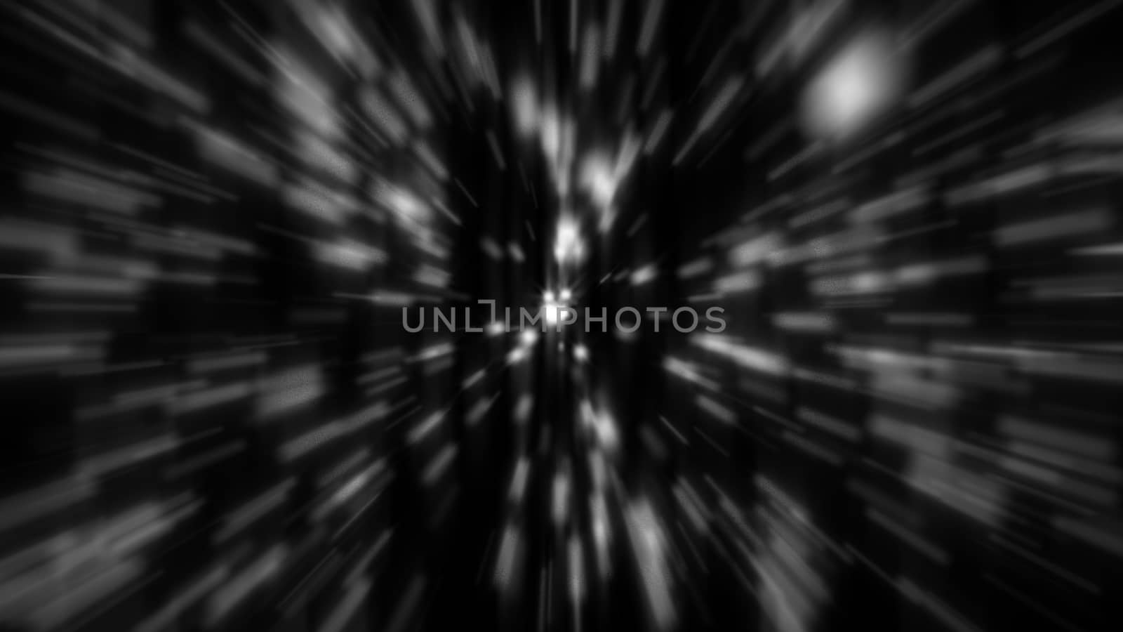 Abstract zoom gray background. Shiny light. 3D rendering