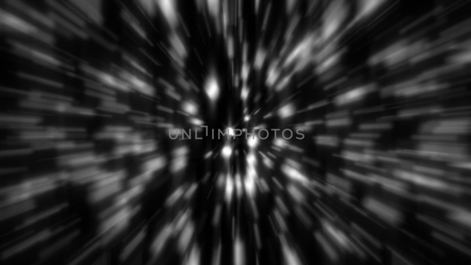 Abstract zoom gray background. Shiny light. 3D rendering