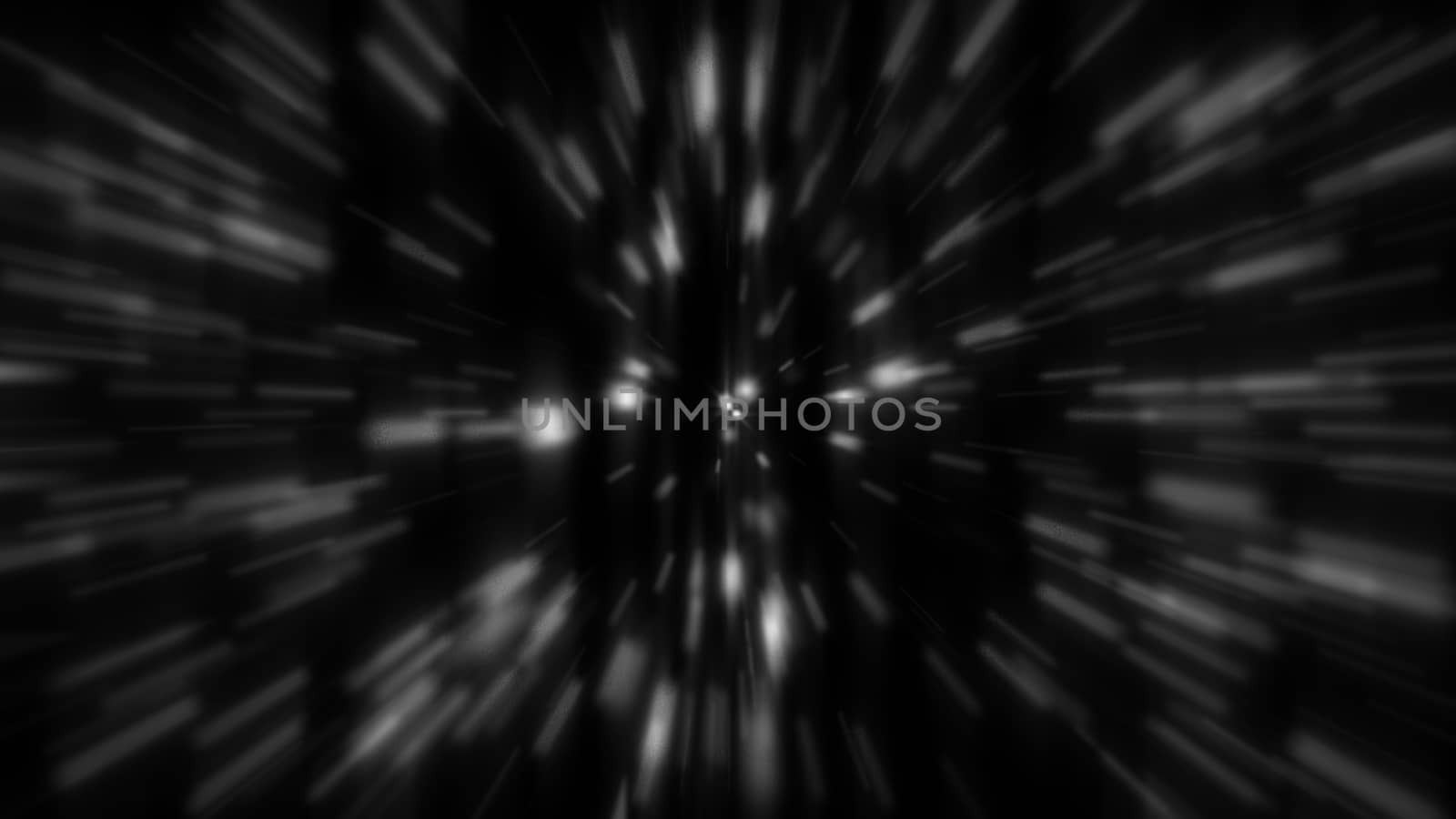 Abstract zoom gray background. Shiny light. 3D rendering