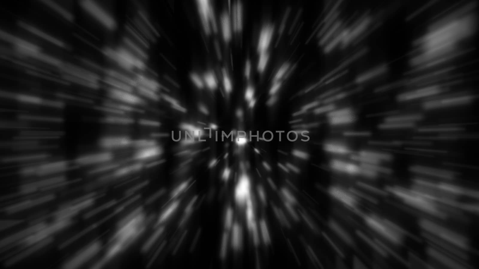 Abstract zoom gray background. Shiny light. 3D rendering