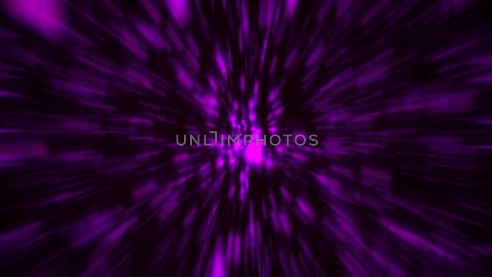 Abstract zoom purple background. Shiny light. 3D rendering