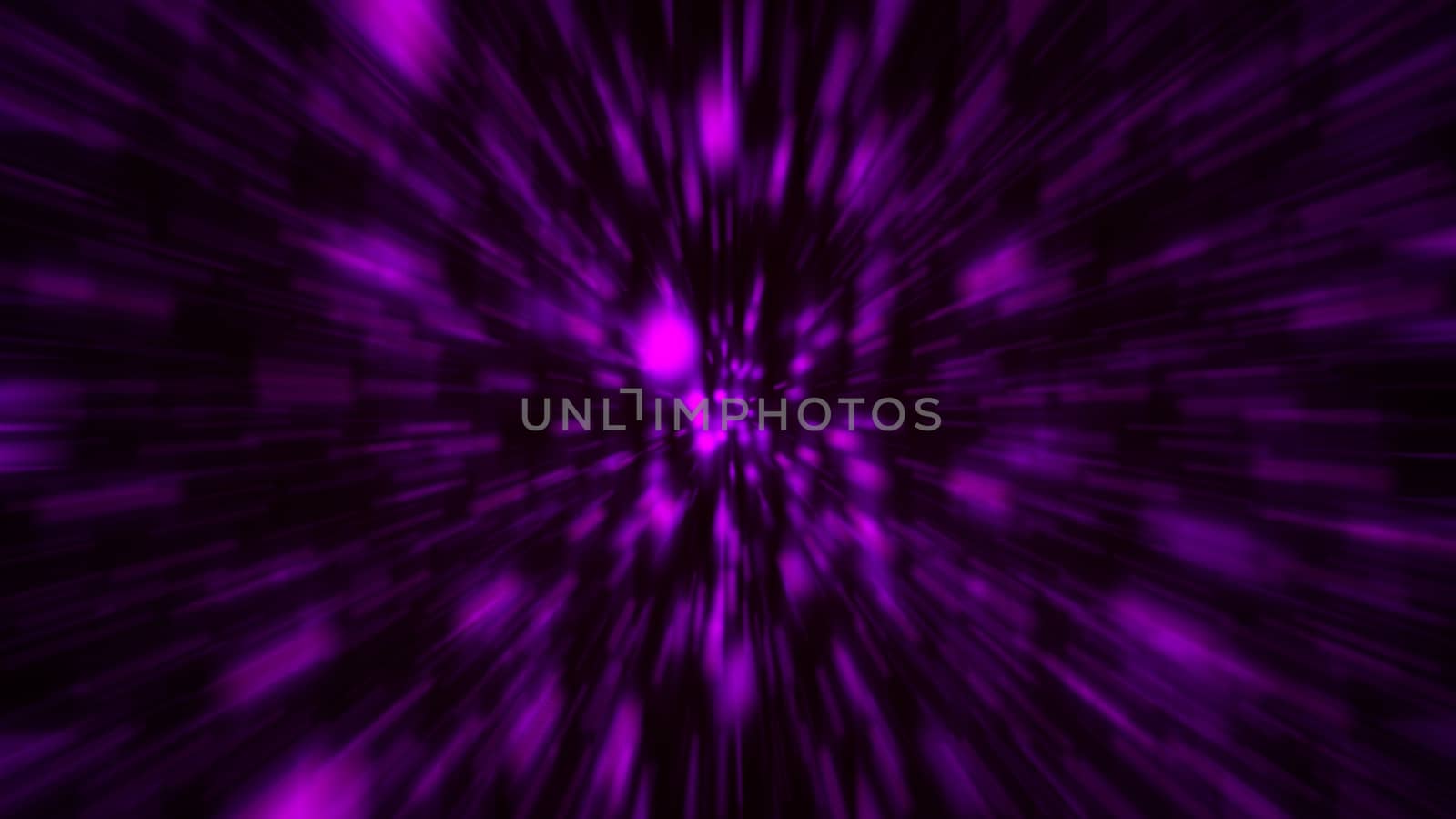 Abstract zoom purple background. Shiny light. 3D rendering