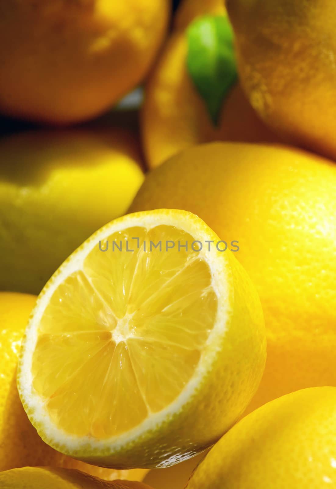 Still life with fresh lemons with natural light