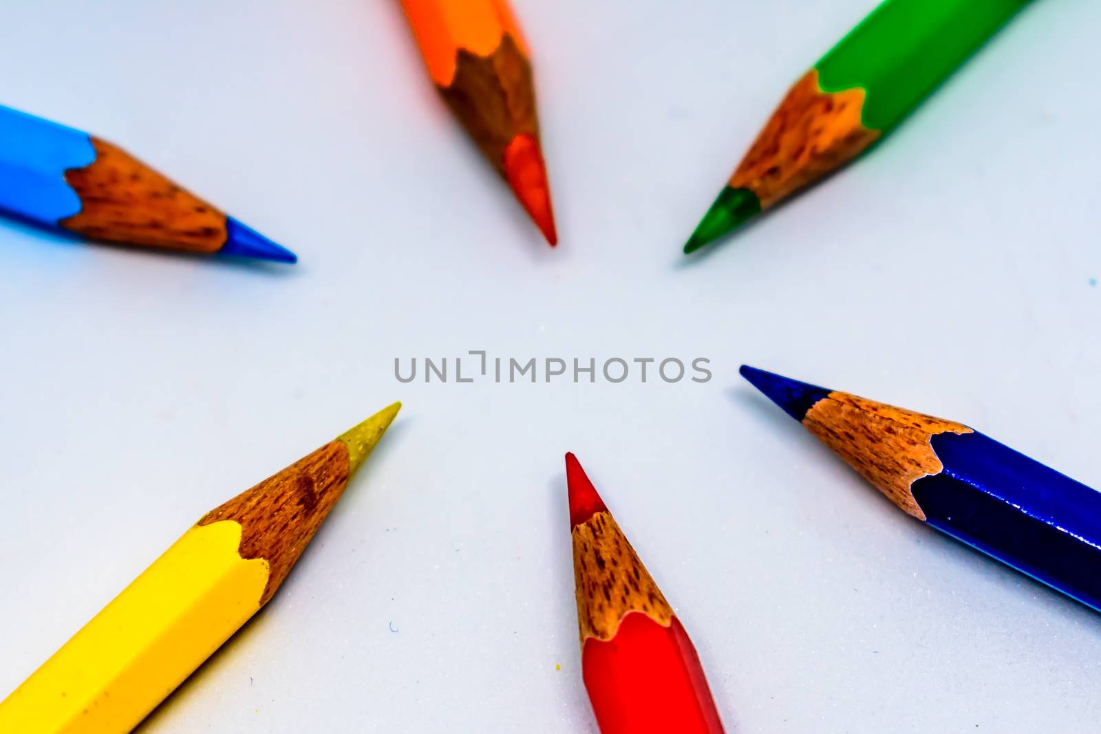 Colored pencil set loosely arranged. by sudiptabhowmick