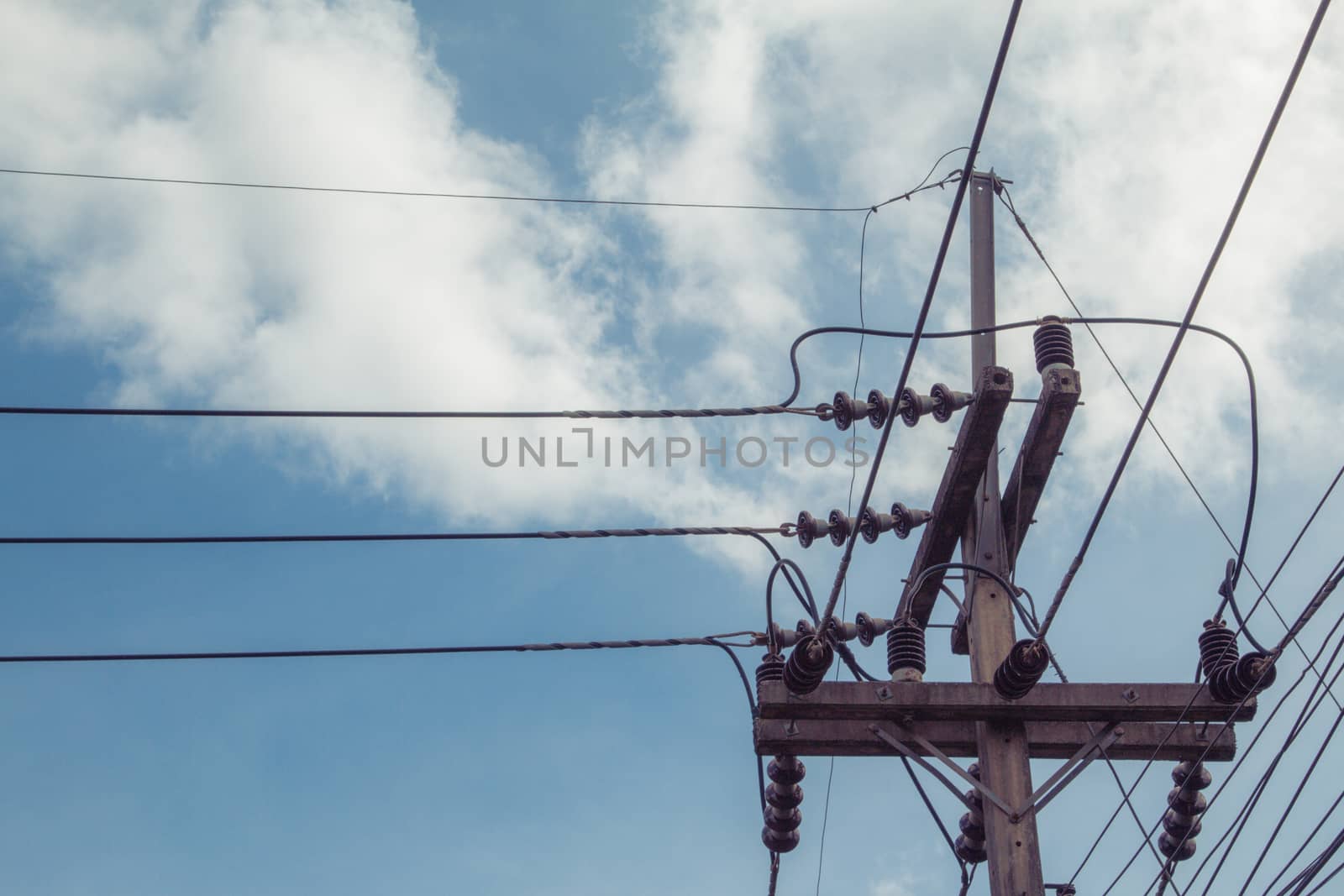 Beautiful electric pole, sky background