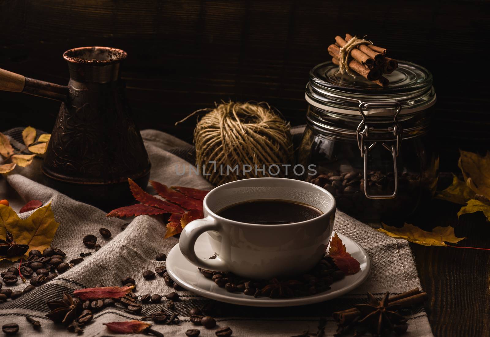 Coffee Cup with Autumn Leaves by Seva_blsv