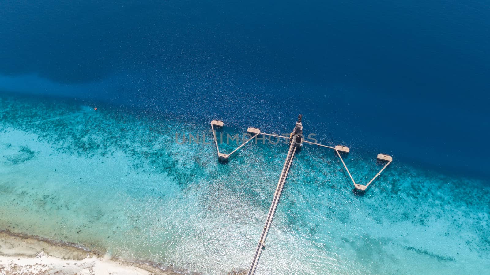 caribbean salt harbor Bonaire island aerial drone top view