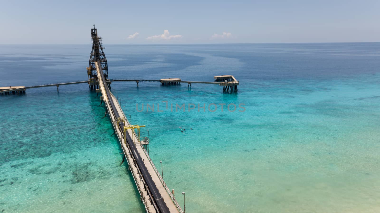 caribbean salt harbor Bonaire island aerial drone top view