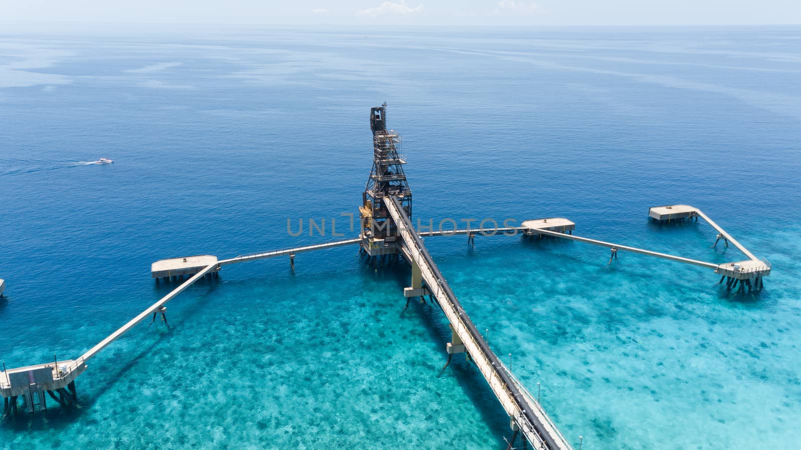 caribbean salt harbor Bonaire island aerial drone top view