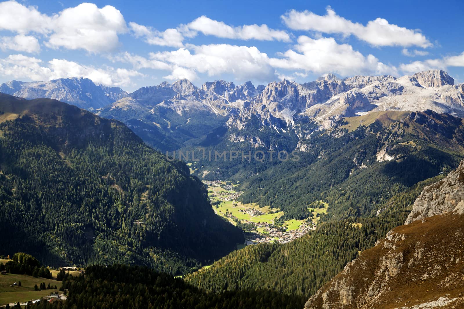 Small village in Dolomites mountains, Northern Italy