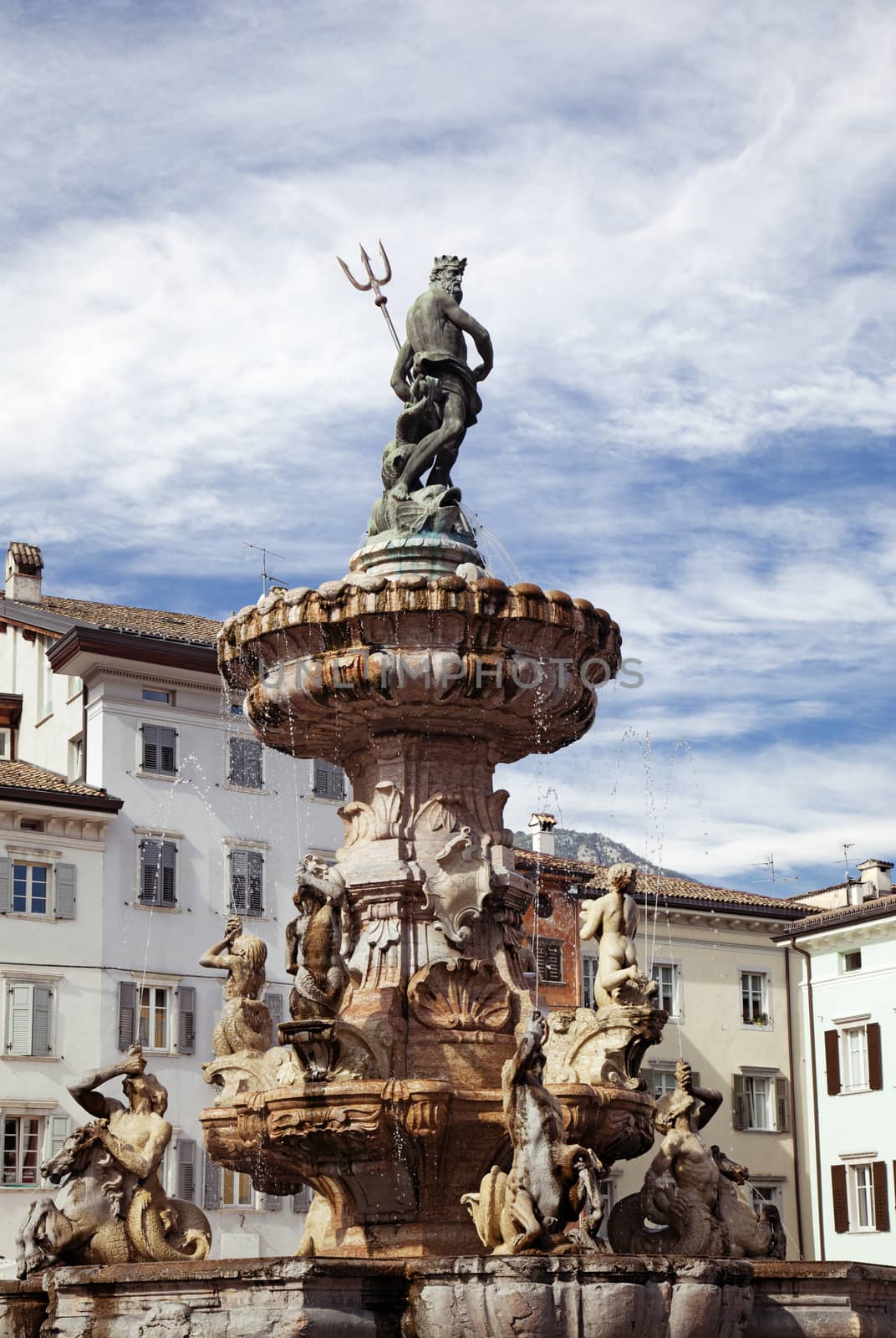 Fountain of Neptune on the Piazza Duomo in Trento, Italy