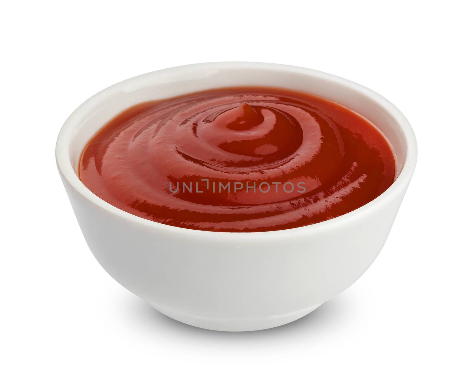 Bowl of ketchup isolated on white background by xamtiw