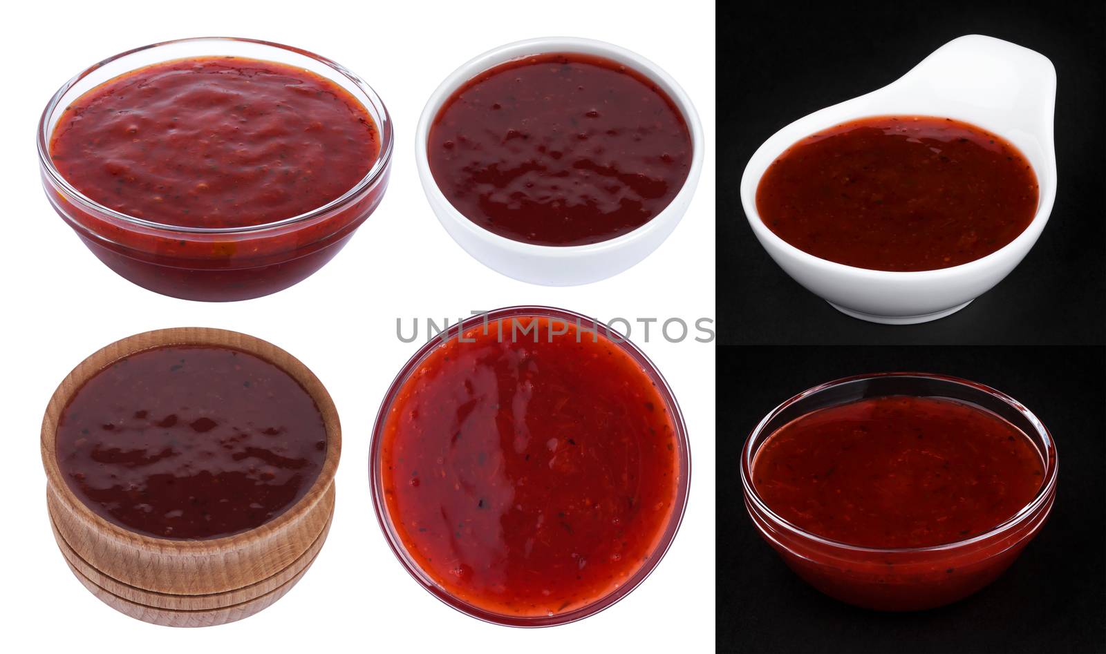 Fruit jam. Cranberry sauce in bowl isolated on white background with clipping path