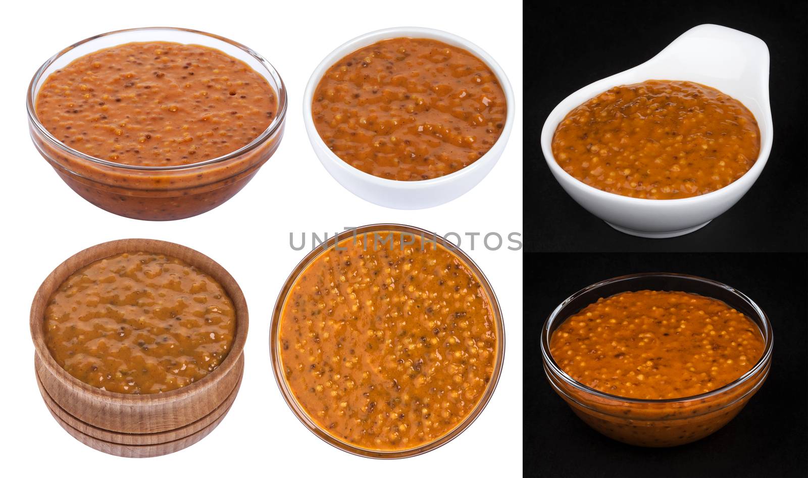 Sweet Bavarian mustard in bowl isolated on white background with clipping path