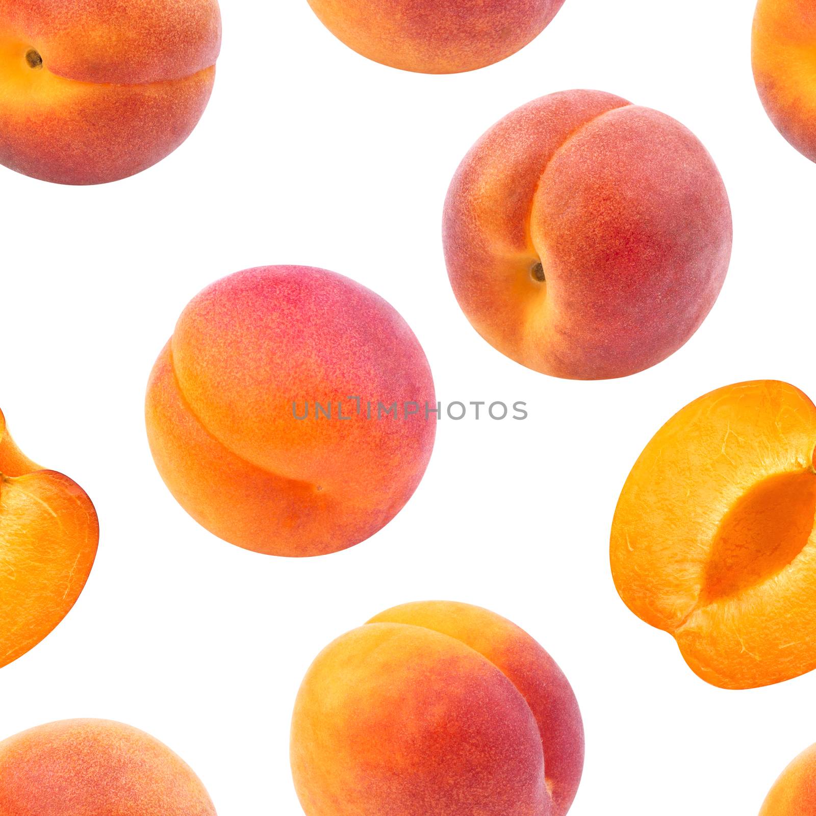 Seamless pattern. Apricot isolated on white background with clipping path
