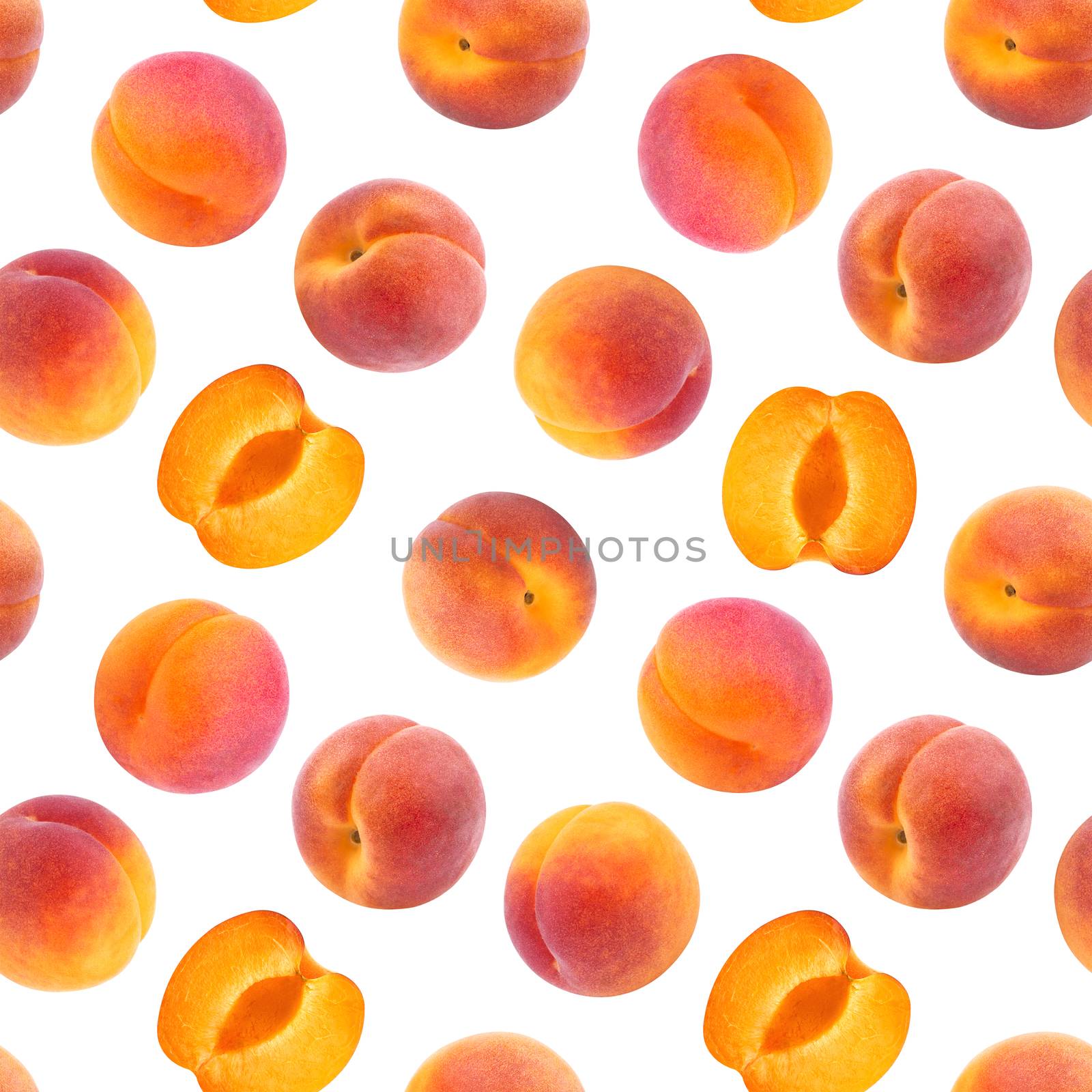Seamless pattern. Apricot isolated on white background with clipping path