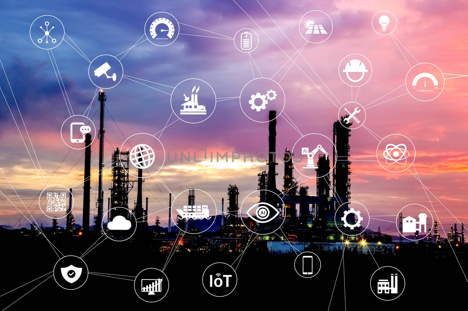 Industry icon pattern on industry background. by 0864713049