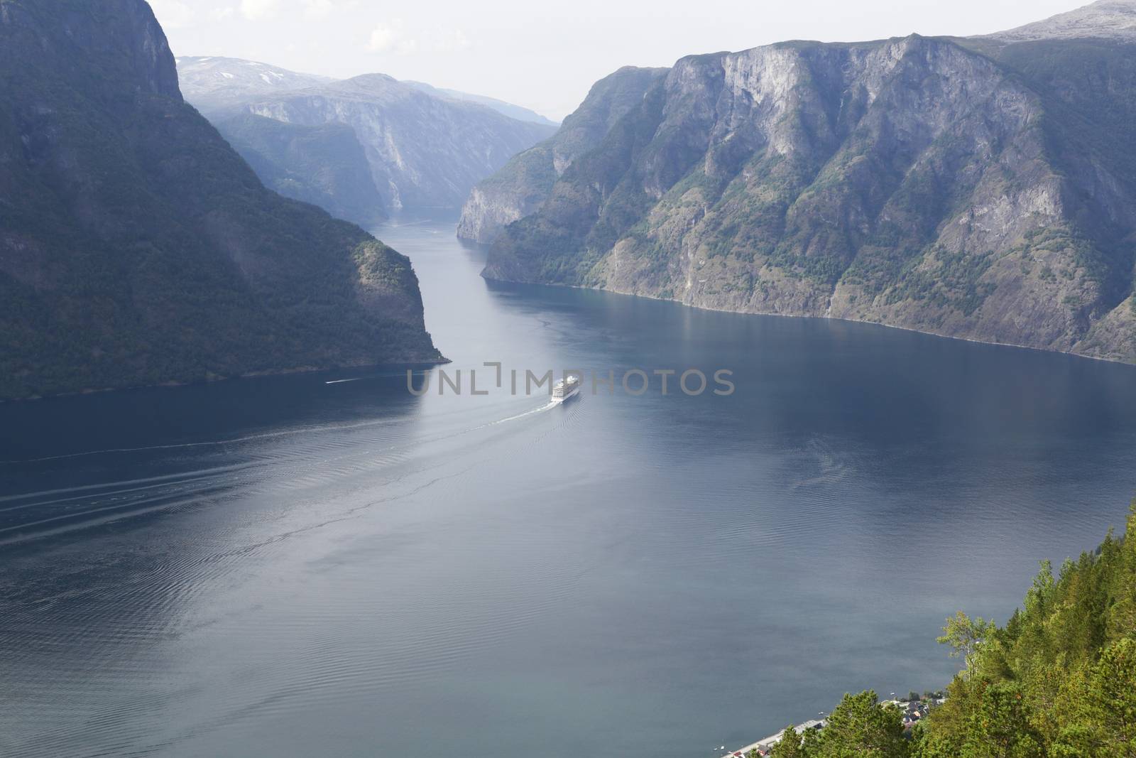 The Aurlandsfjord seen from the Stegastein Viewpoint in Norway