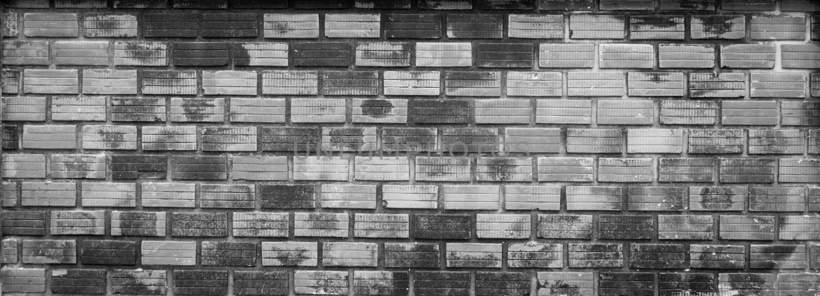 Black and white of old brick wall texture background.