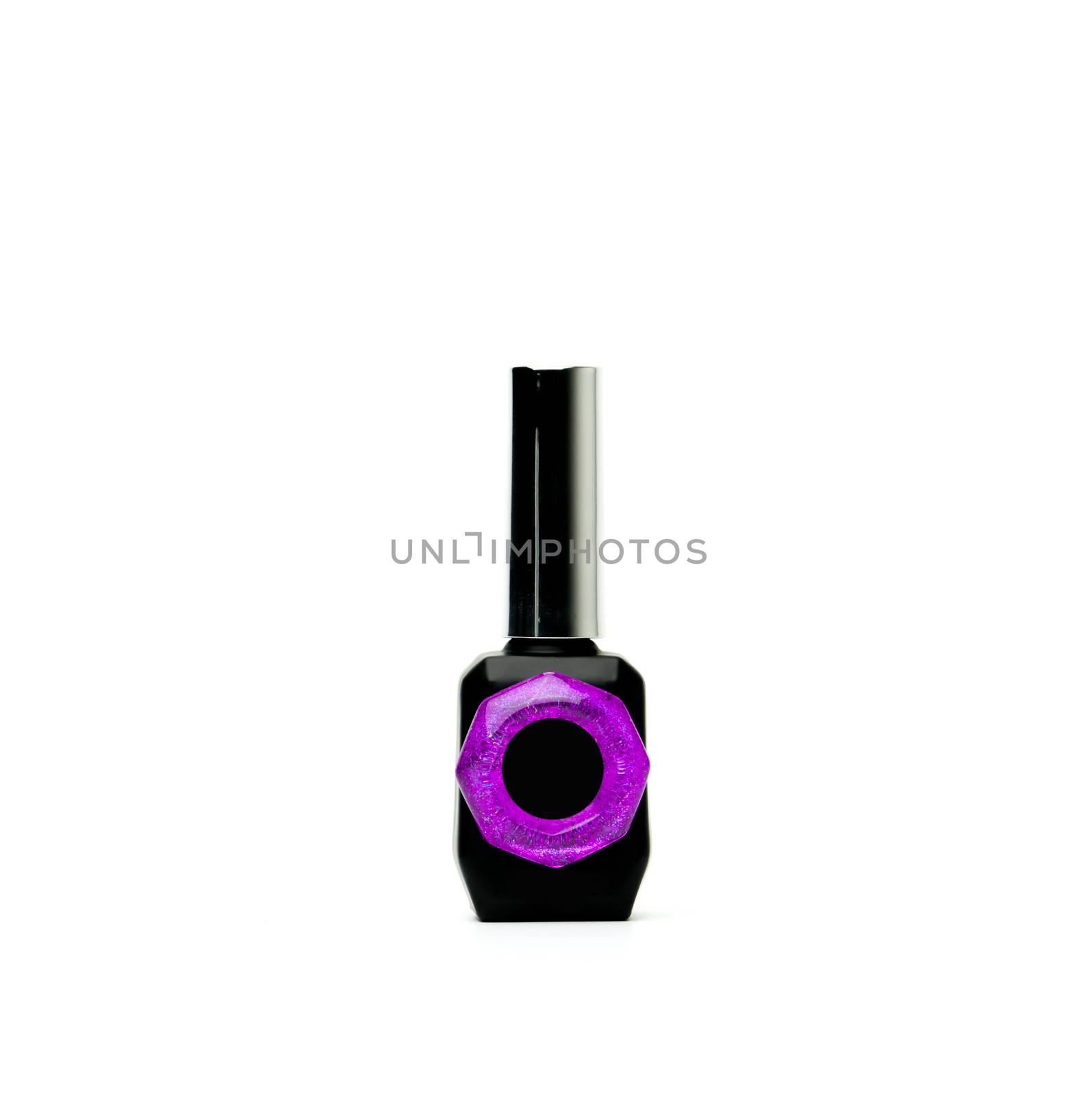 Unique nail polish bottle isolated on white background with copy space and blank label, just add your own text by Fahroni