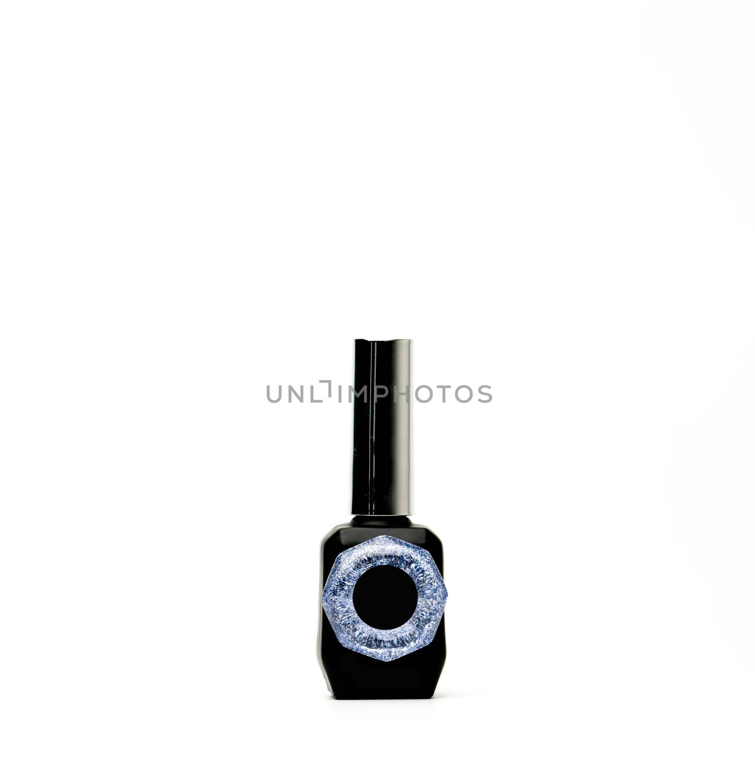 Unique nail polish bottle isolated on white background with copy space and blank label, just add your own text by Fahroni