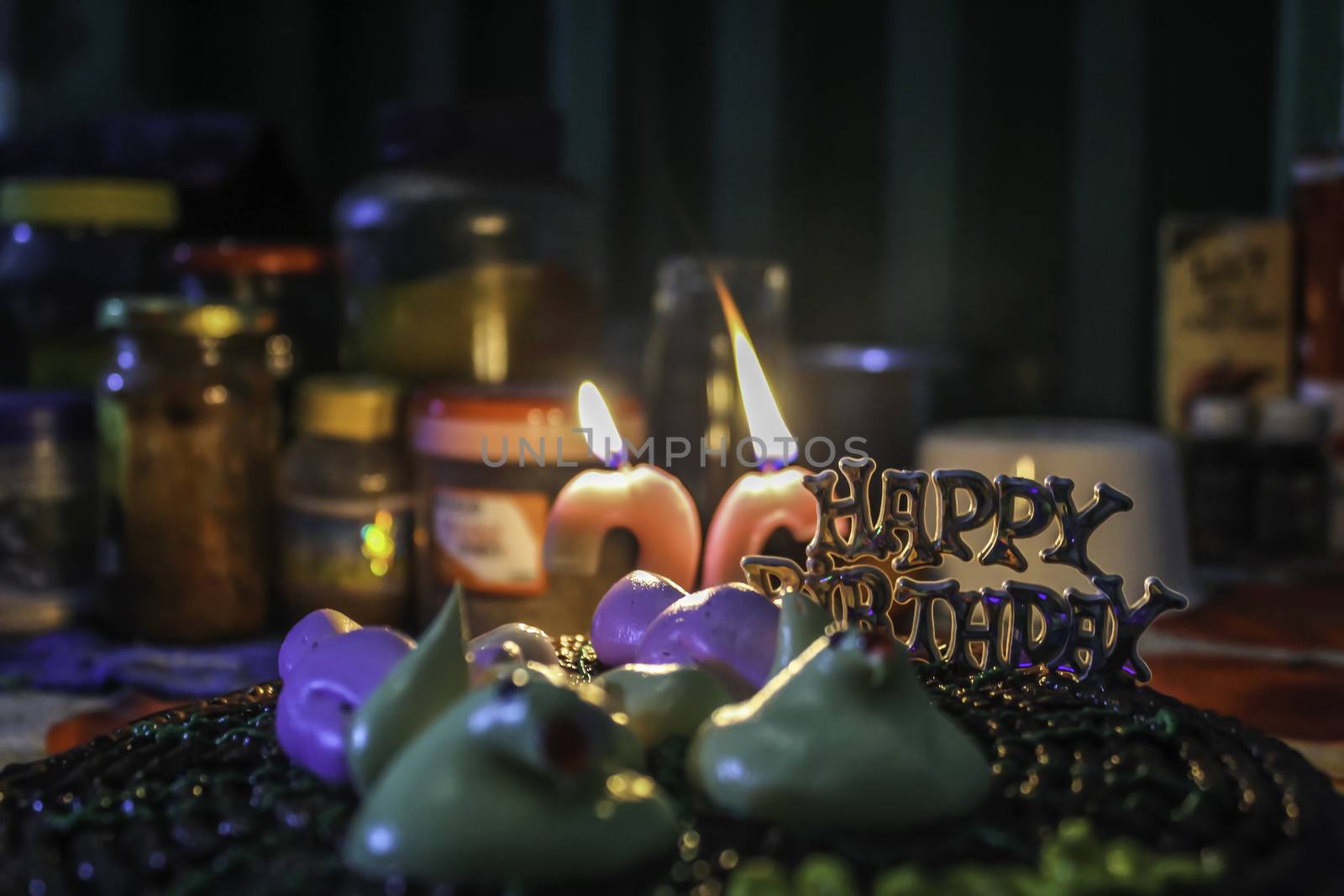 Birthday Celebration with candles, bright lights by sudiptabhowmick