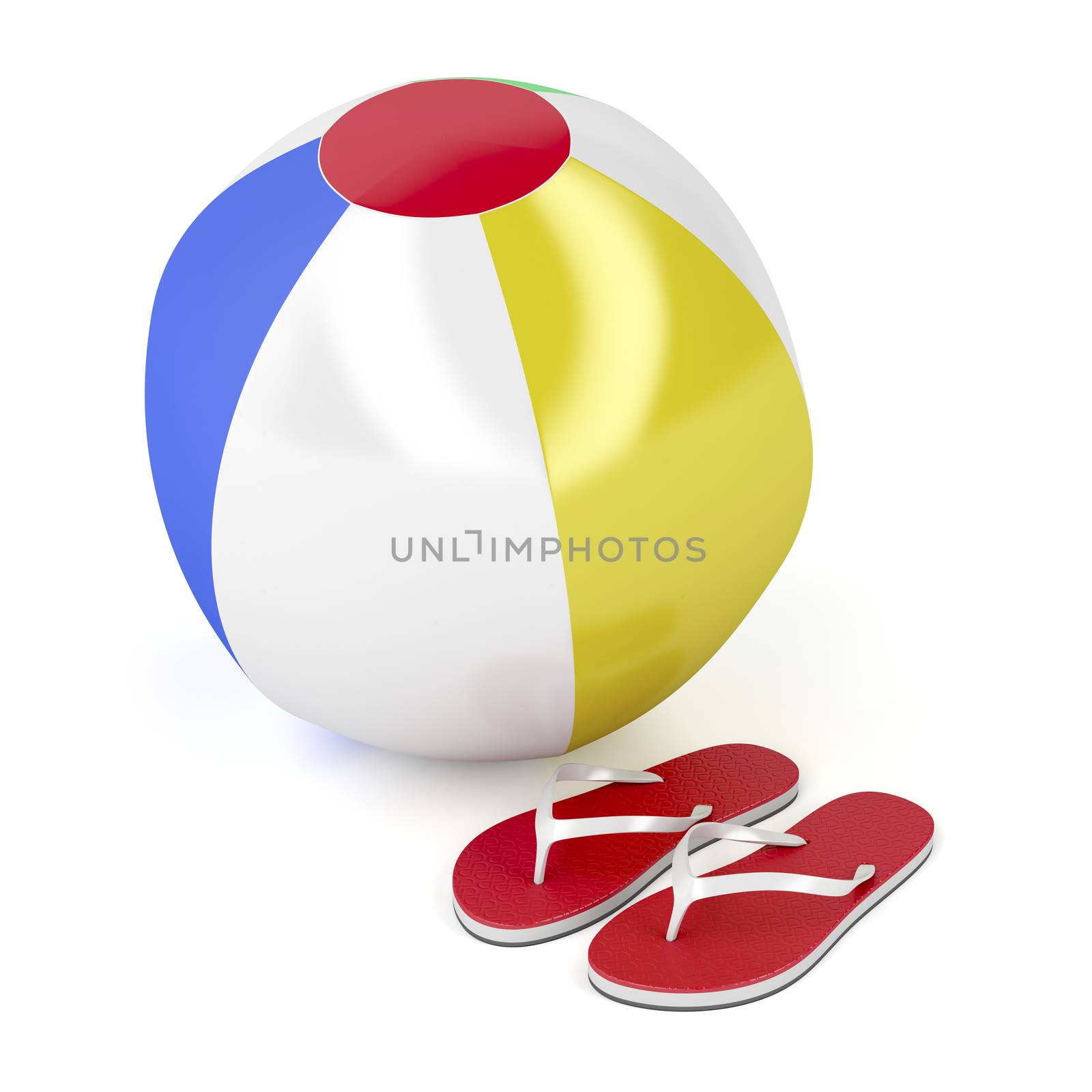 Beach ball and flip-flops by magraphics