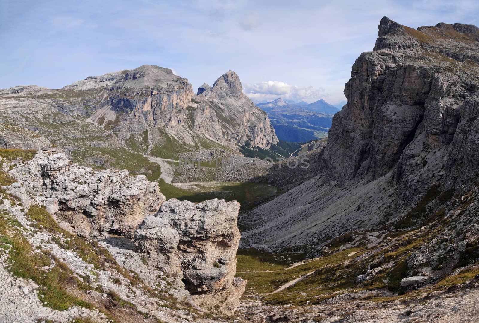 Dolomites mountains landscape on a sunny autumn day